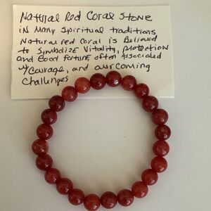 Vibrant Red Coral Bead Bracelet
